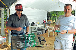 Ham radio operators tuning together